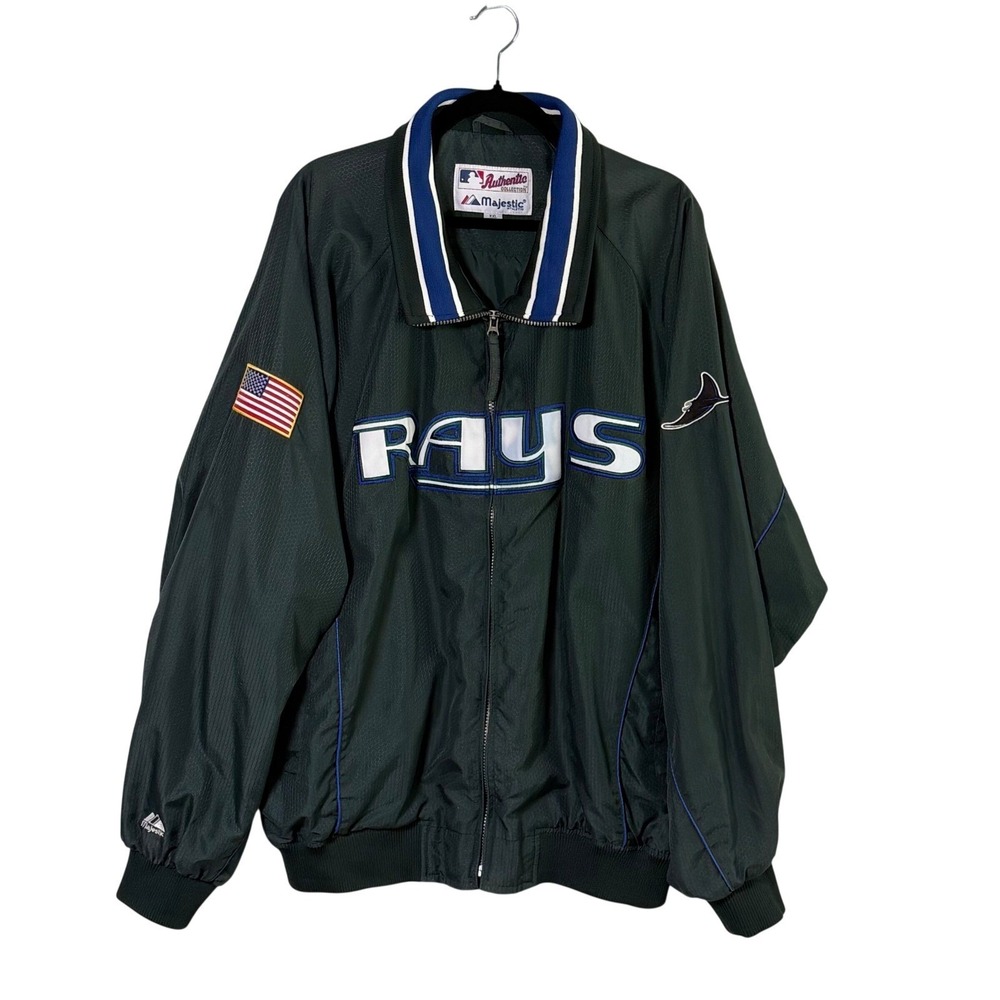 Vtg Majestic Tampa Bay Rays MLB Authentic Collection Bomber Jacket Men XXL Green